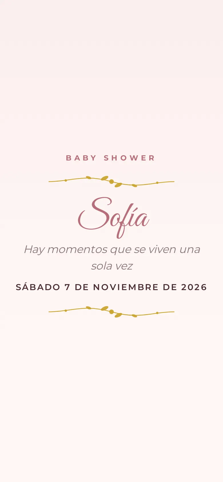 Invitación Rosa y oro de ejemplo